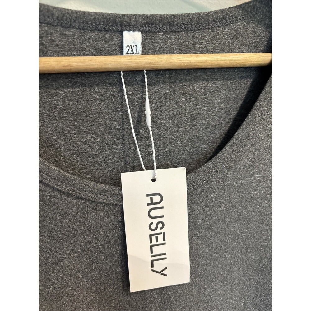 Auselily Women's 2XL Stretch Gray Long sleeve Dress‎ With Pockets - Picture 4 of 9